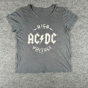 AC/DC T-Shirt Womens Size L Charcoal Gray High Voltage Rock Band Graphic Tee